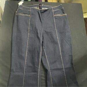 INC International Dark Blue Stretched Bootleg/Wide Leg Pants Size 14